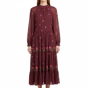 ASOS | Dresses | Asos Design Jacquard Tiered Maxi Dress With Lace Trim  Detail In Sage | Poshmark